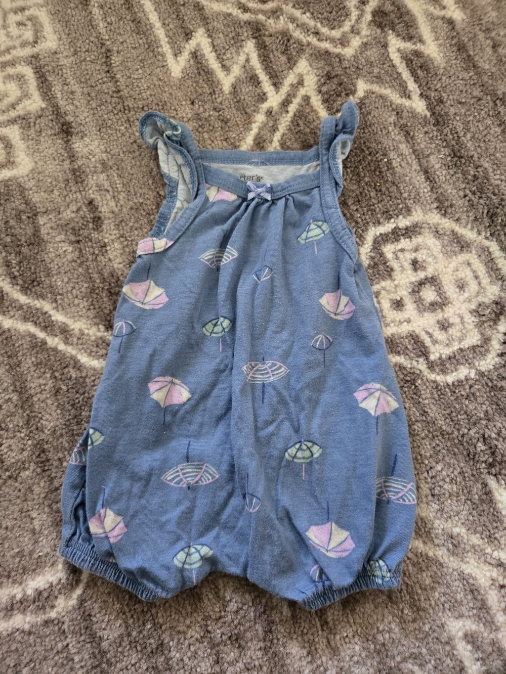 Carter's Blue Baby Girls Umbrella Print Romper Newborn